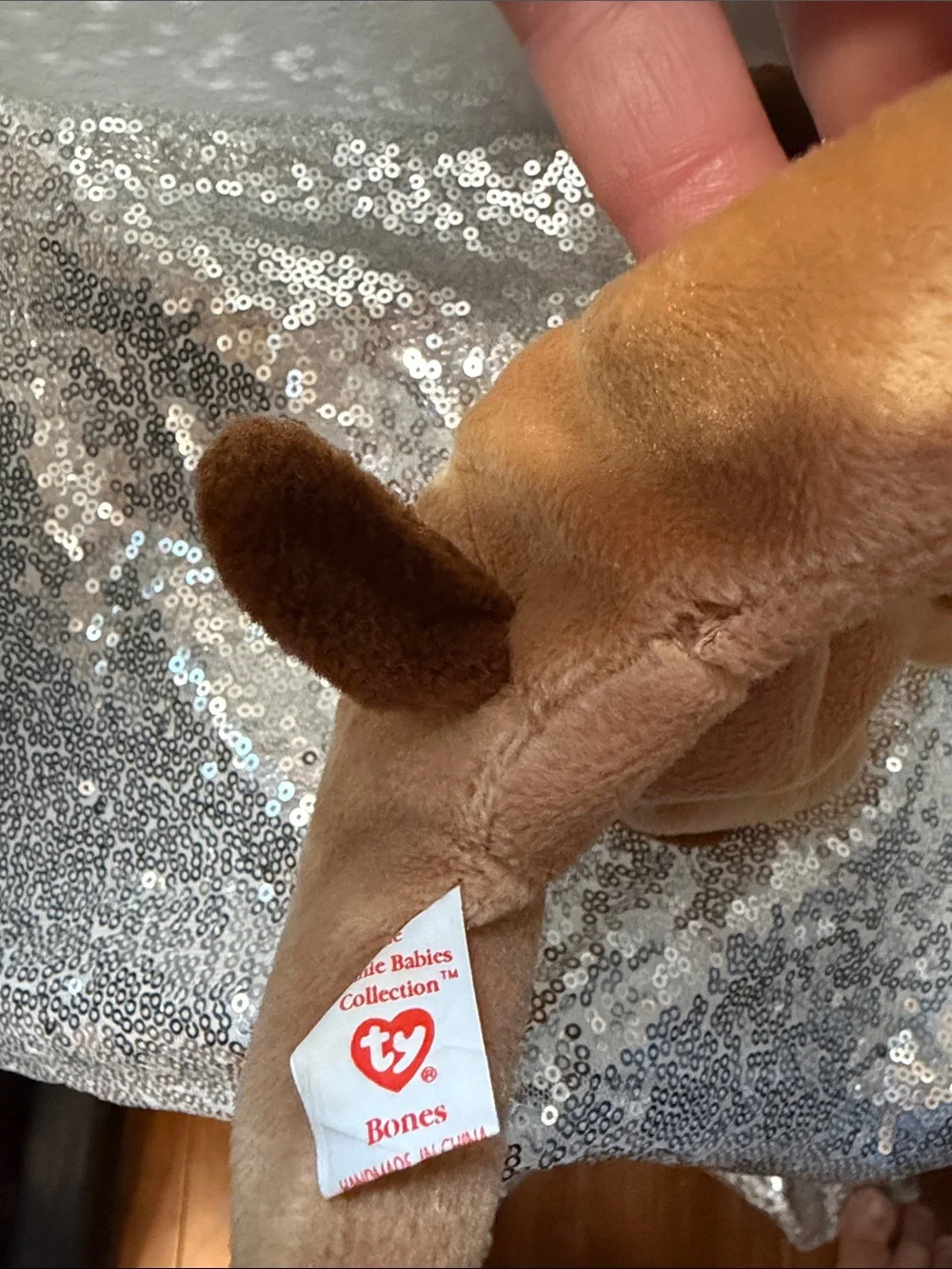 Ty Bones the Dog Beanie Baby Toy - Tag Detached